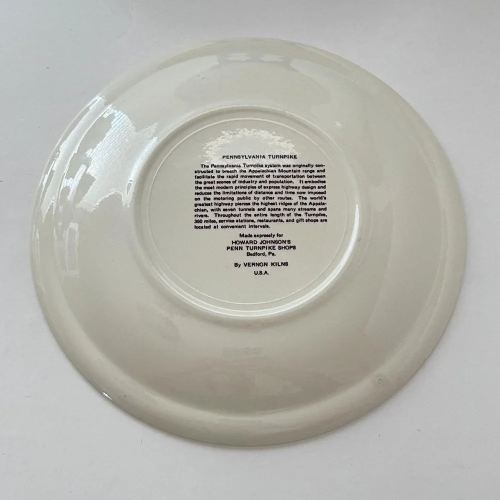 Vernon Kilns Pennsylvania Turnpike Plate Artist P.‎ Davidson Souvenir Decor